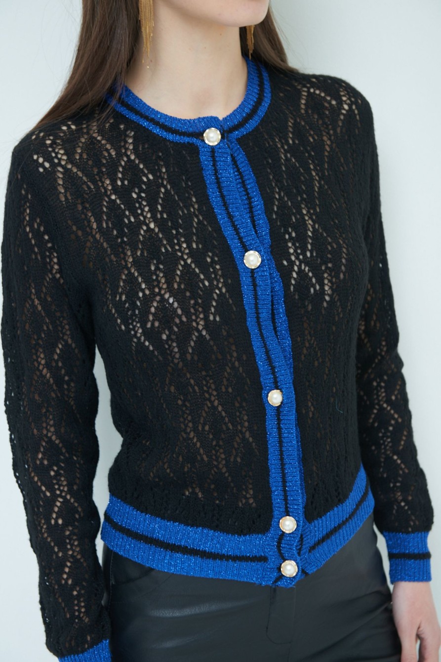 Cardigan Kikisix | Cardigan Con Bottoni Perla Nero