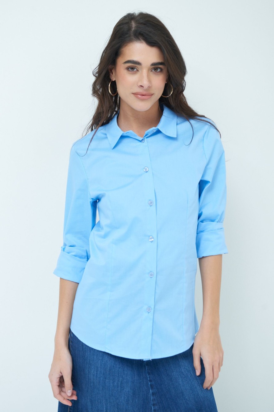 Camicie Kikisix | Basica Cotone Camicia Celeste