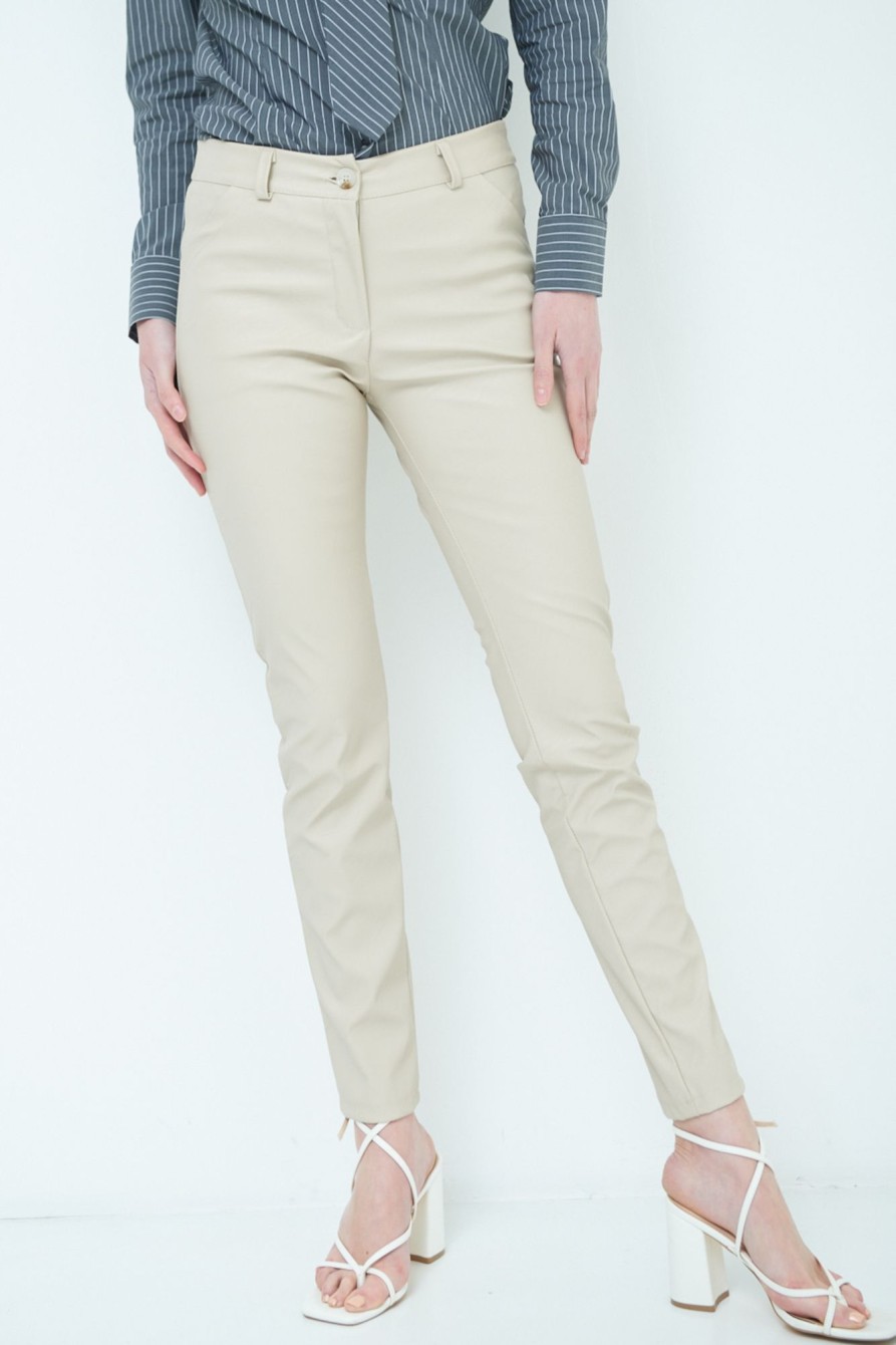 Pantaloni Kikisix | Pantalone Ecopelle Beige