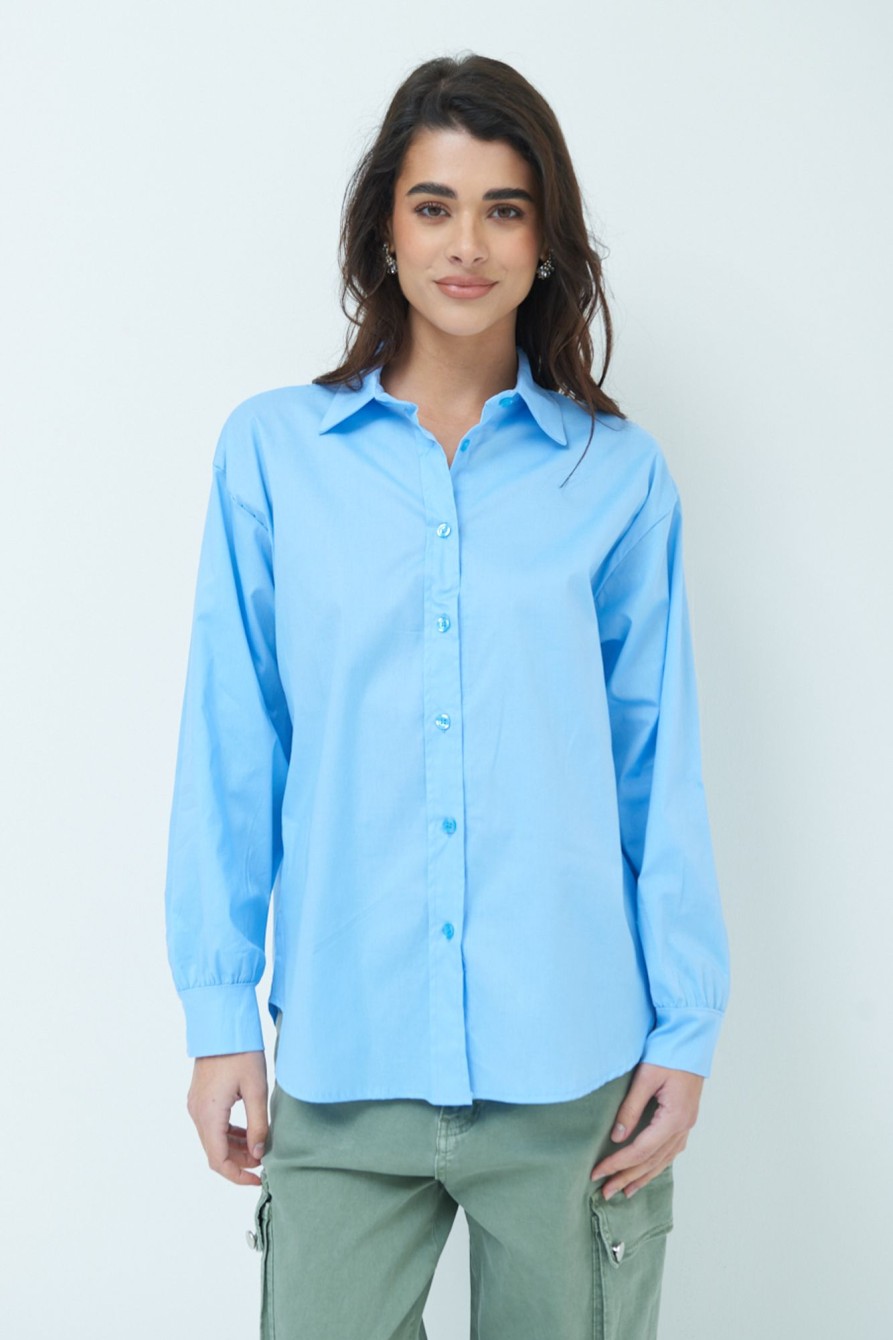 Camicie Kikisix | Camicia Manica Ampia Celeste