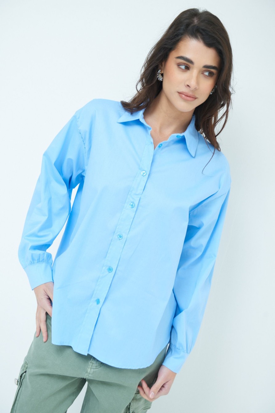 Camicie Kikisix | Camicia Manica Ampia Celeste