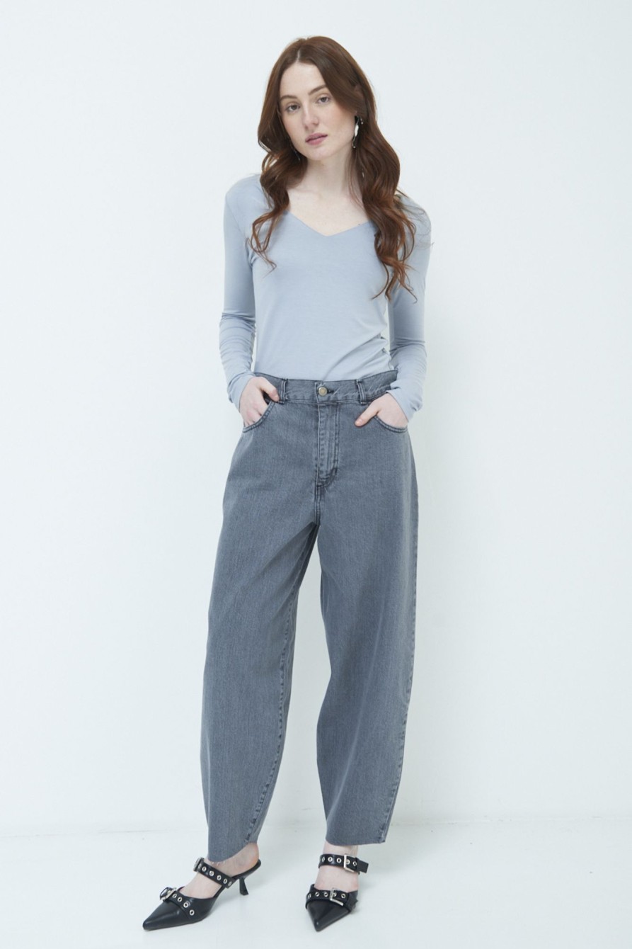 Jeans Kikisix | Pantalone Linea Over Grigio Jeans