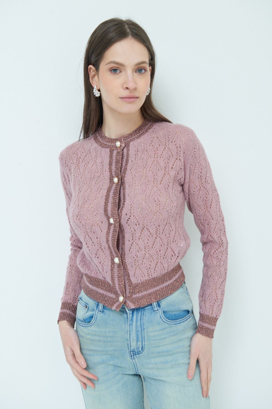 Cardigan Kikisix | Cardigan Con Bottoni Perla Cipria