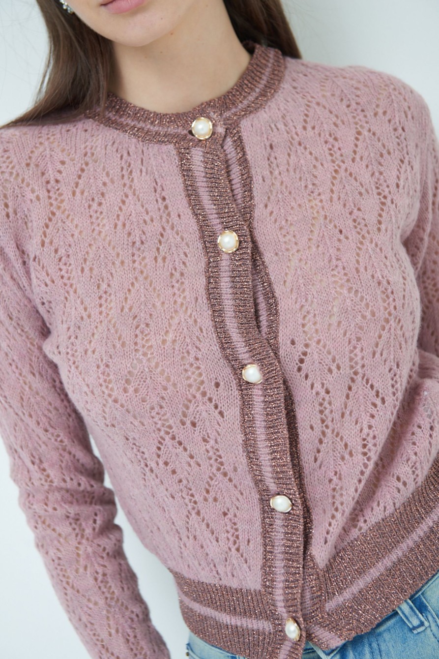 Cardigan Kikisix | Cardigan Con Bottoni Perla Cipria