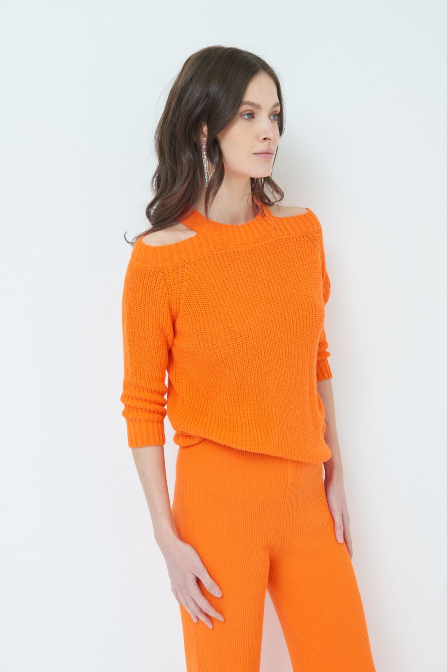 Maglieria & Felpe Kikisix | Maglia Cotone Spalle Scoperte Arancio