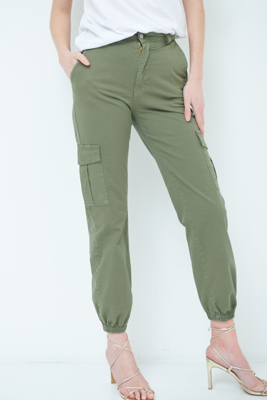 Pantaloni Kikisix | Cargo Elastico Fondo Verde Militare