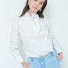 Camicie Kikisix | Camicia Con Rouches Conspilla Strass Bianco