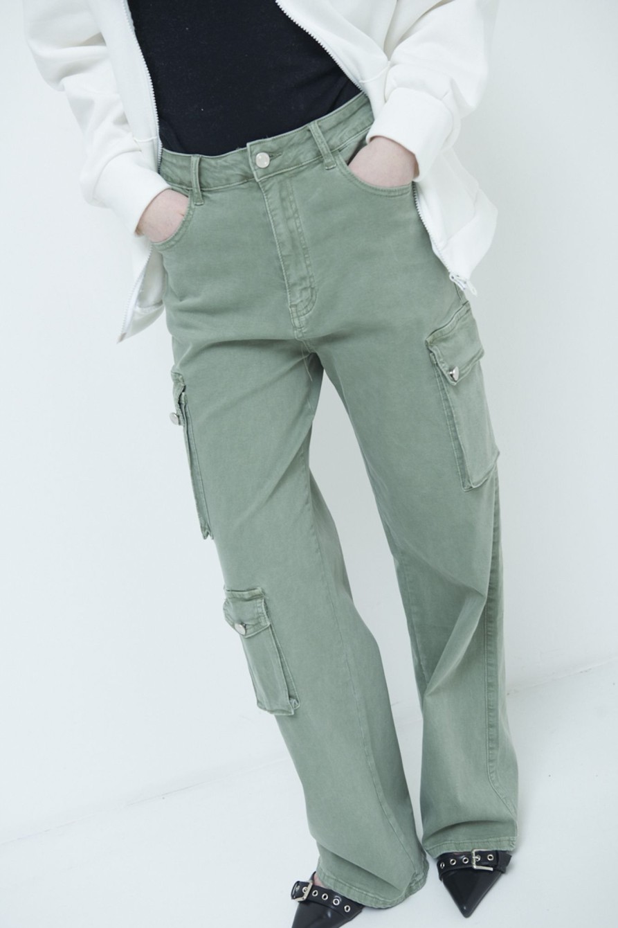 Pantaloni Kikisix | Cargo Cotone Verde Militare