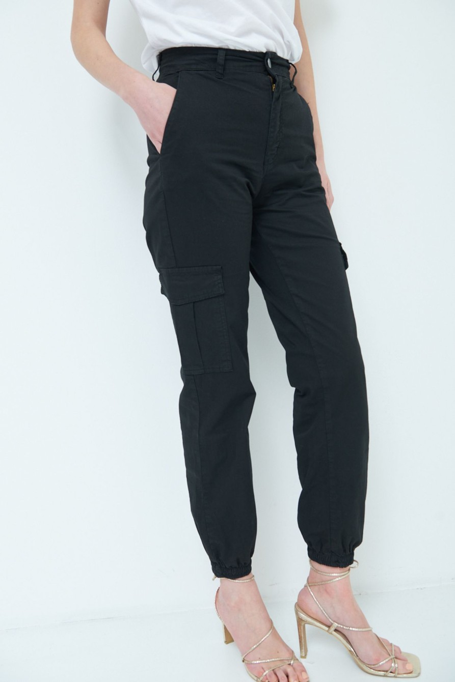 Pantaloni Kikisix | Cargo Elastico Fondo Nero