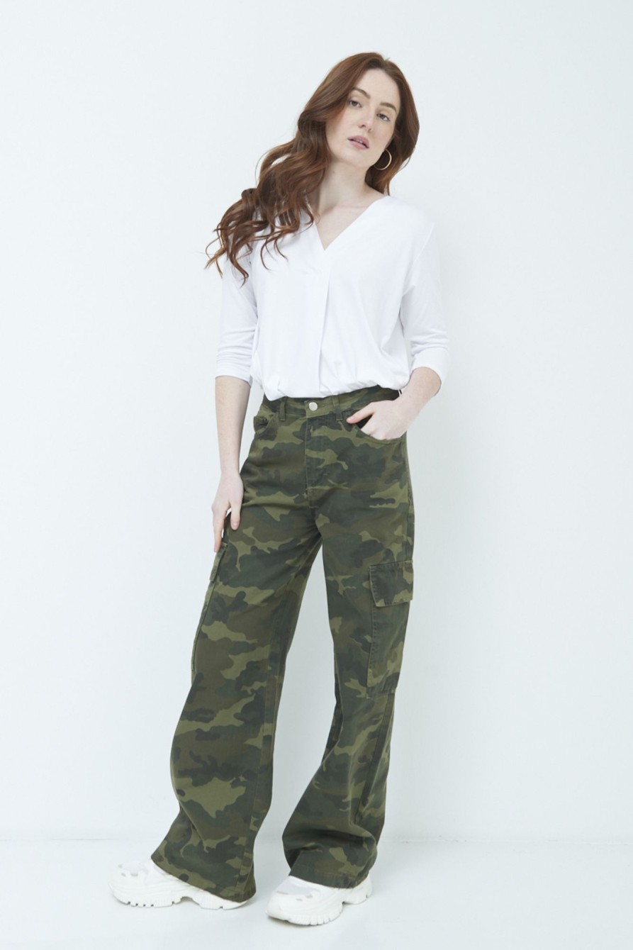 Pantaloni Kikisix | Pantalone Camouflage Verde