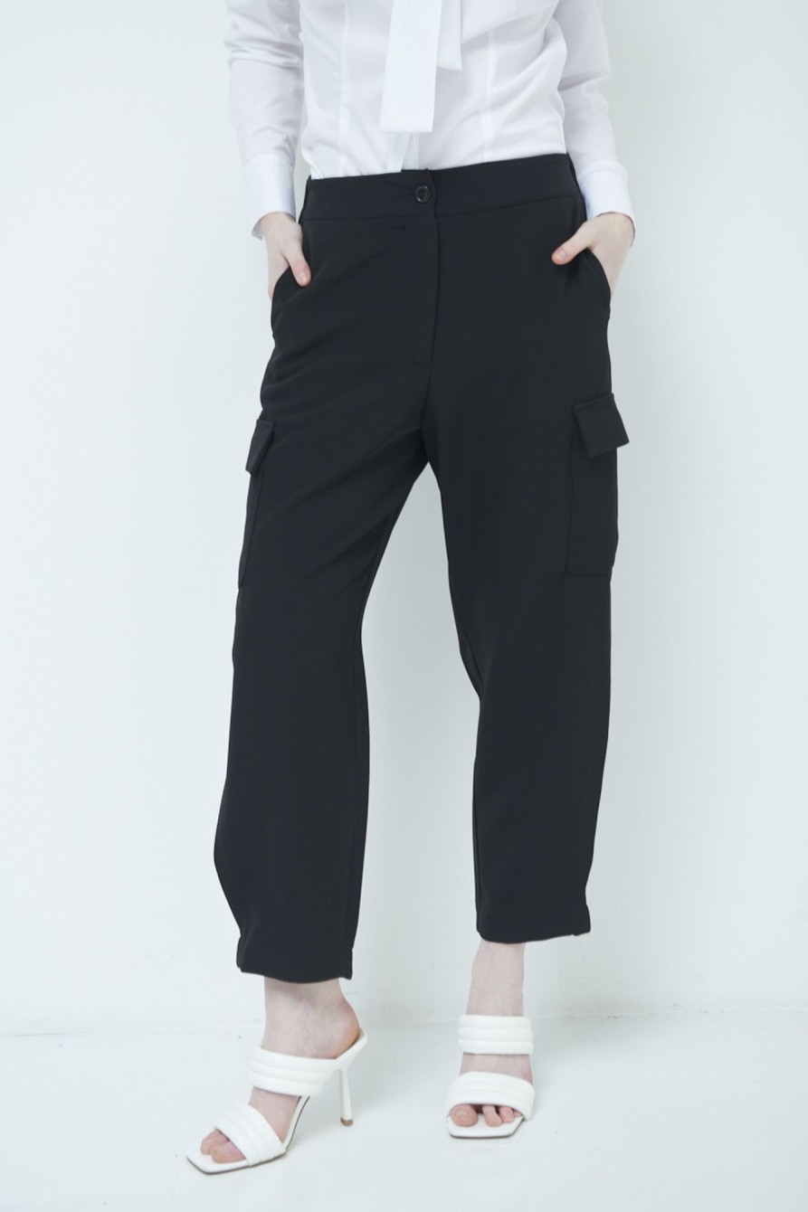 Pantaloni Kikisix | Pantalone Cargo Cadi Nero