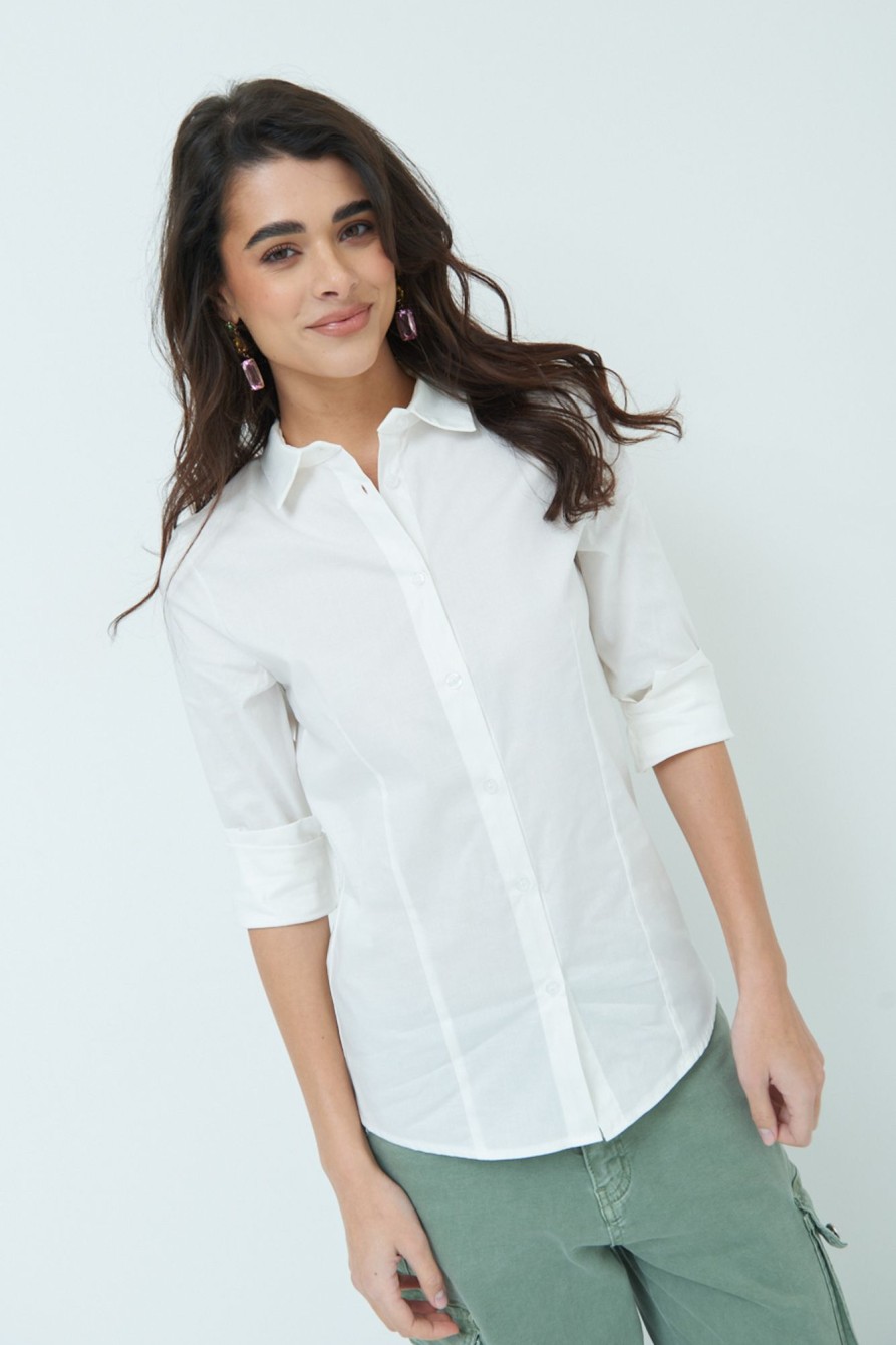 Camicie Kikisix | Basica Cotone Camicia Bianco